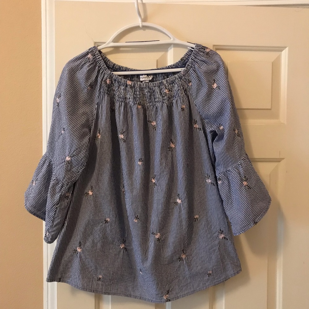 Westport cotton blouse with cute pink flowers, 1X